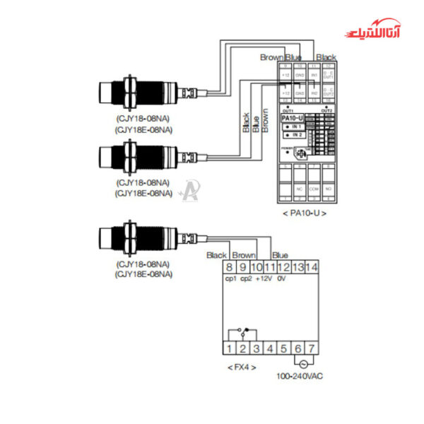 سنسور القایی سرتخت 30mm کابلی 3 سیم CNTD مدل CJY30E-10