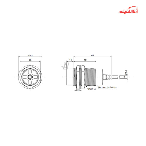 سنسور القایی سربلند 30mm کابلی 3 سیم CNTD مدل CJY30E-15