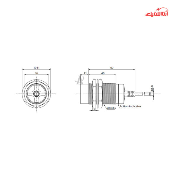سنسور القایی سربلند 30mm کابلی 3 سیم CNTD مدل CJY30S-25