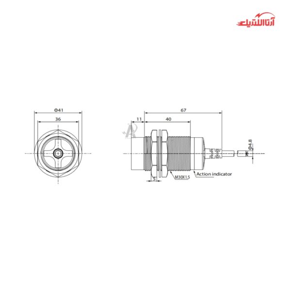 سنسور القایی سربلند 30mm کابلی 2 سیم AC برند CNTD مدل CJY30E-15