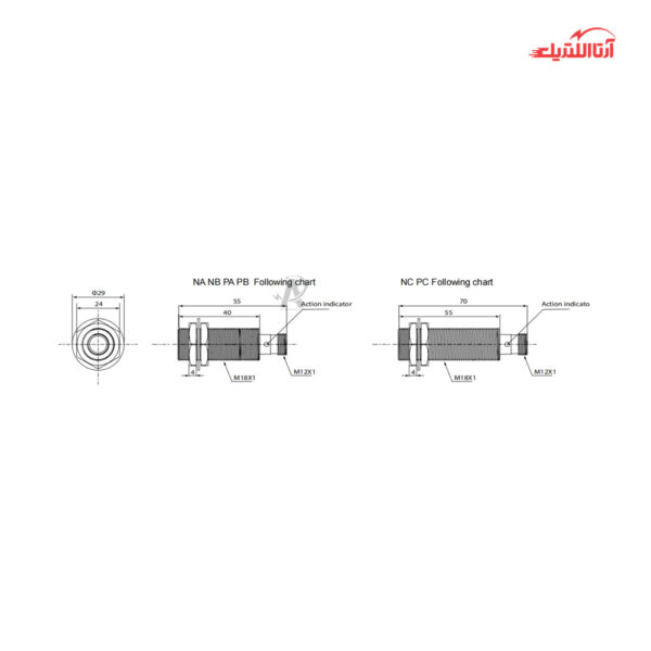سنسور القایی سرتخت 18mm کانکتوری 3 سیم برند CNTD مدل CJY18S-10T