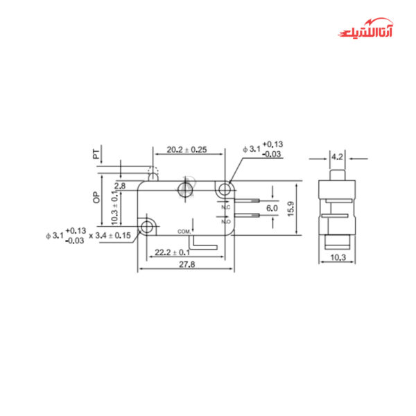 میکروسوئیچ فشاری ساده CNTD مدل CMV100D