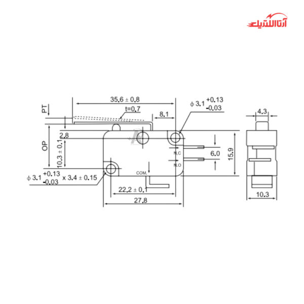 میکروسوئیچ اهرمی ساده CNTD مدل CMV101D