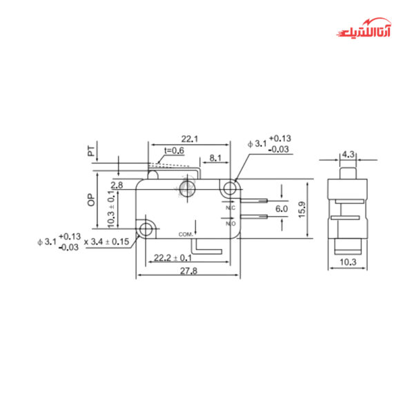 میکروسوئیچ اهرمی کوتاه ساده CNTD مدل CMV102D