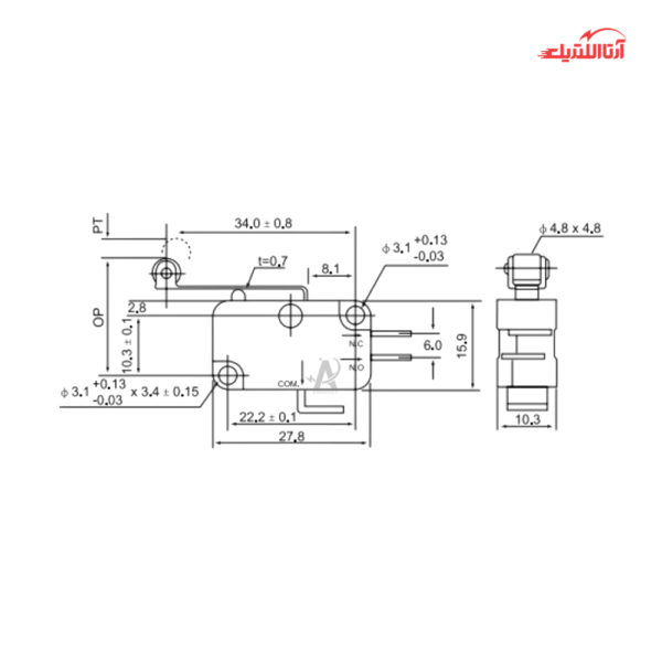 میکروسوئیچ اهرمی بلند قرقره دار CNTD مدل CMV103D
