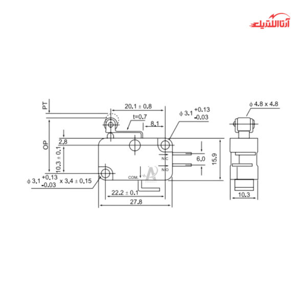 میکروسوئیچ اهرمی کوتاه قرقره دار CNTD مدل CMV104D