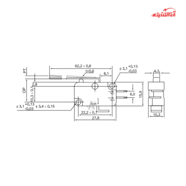 میکروسوئیچ اهرمی بلند ساده CNTD مدل CMV105D
