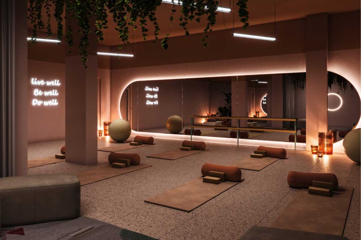 ایده نورپردازی سالن یوگا به چراغهای قابل تنظیم