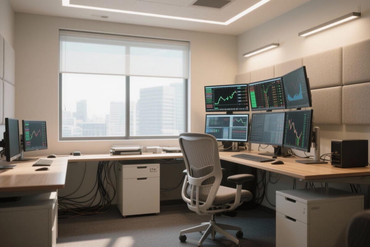 ایده نورپردازی اتاق ترید؛ استفاده حداکثری از نور طبیعی و چراغ‌های LED