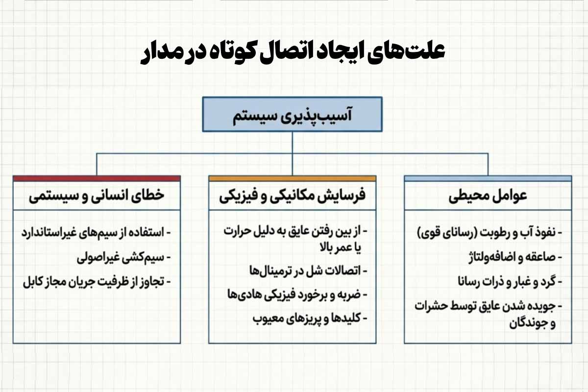 علت‌های ایجاد اتصال کوتاه در مدار