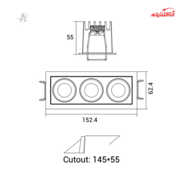 چراغ سقفی توکار 15 وات دانلایت شعاع مدل SH-10A-03