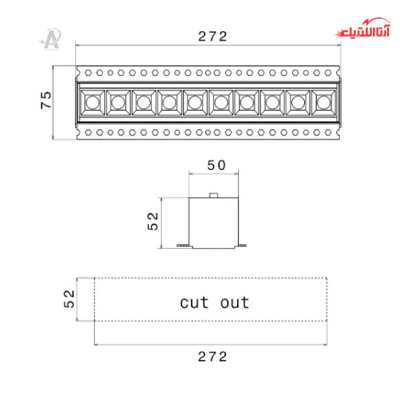چراغ سقفی توکار 12 وات دانلایت تریملس شعاع مدل SH-6803-12W