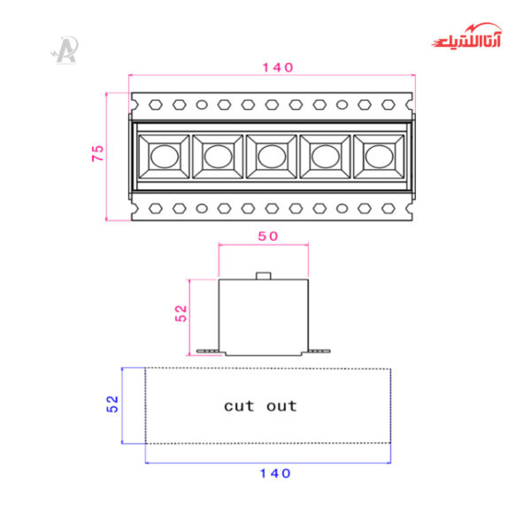چراغ سقفی توکار 6 وات دانلایت تریملس شعاع مدل SH-6803-6W