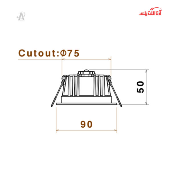 چراغ سقفی توکار 8 وات SMD دانلایت شعاع مدل SH-2051-8W
