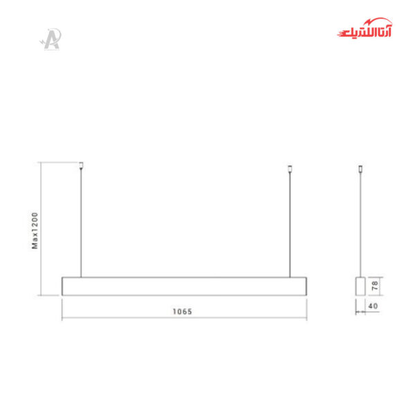 چراغ سقفی آویز 48 وات شعاع مدل SH‑6804‑48W