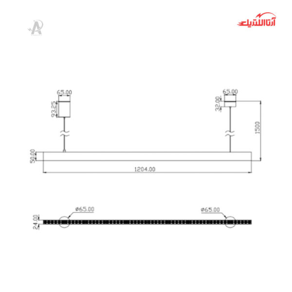 چراغ سقفی آویز 24 وات شعاع مدل SH‑305R‑24W
