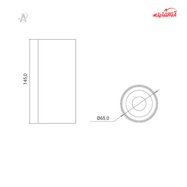 چراغ سقفی روکار 15 وات استوانه شعاع مدل SH-456-15W