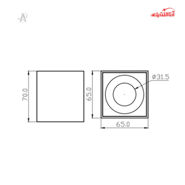 چراغ سقفی روکار 12 وات شعاع مدل SH‑1012F-12W