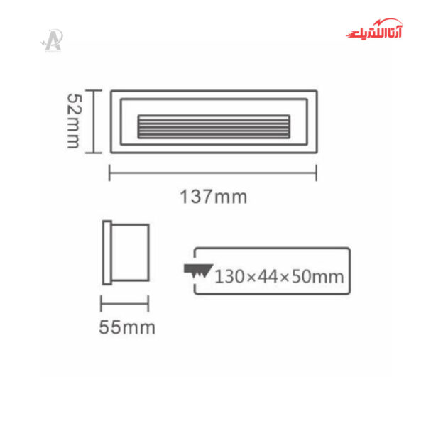 چراغ کنار پله‌ای 3 وات شعاع مدل SH-4003-3W