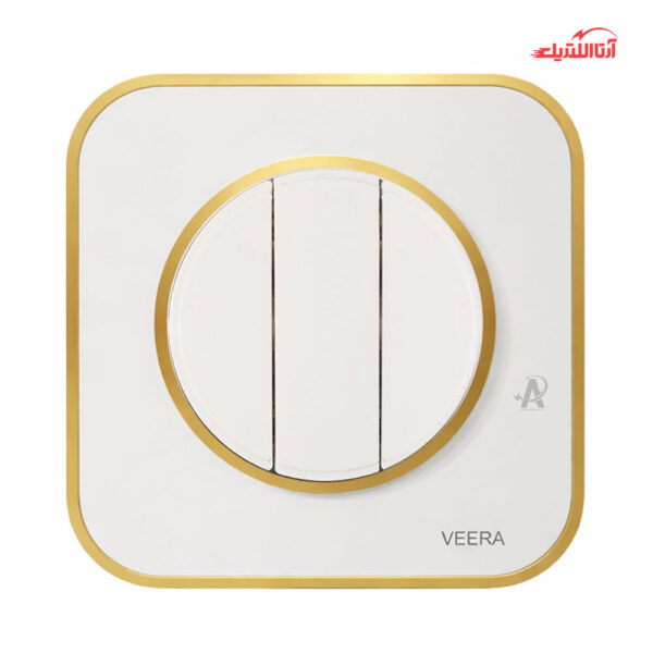 کلید سه پل ویرا مدل آرک آلفا با قاب گلس