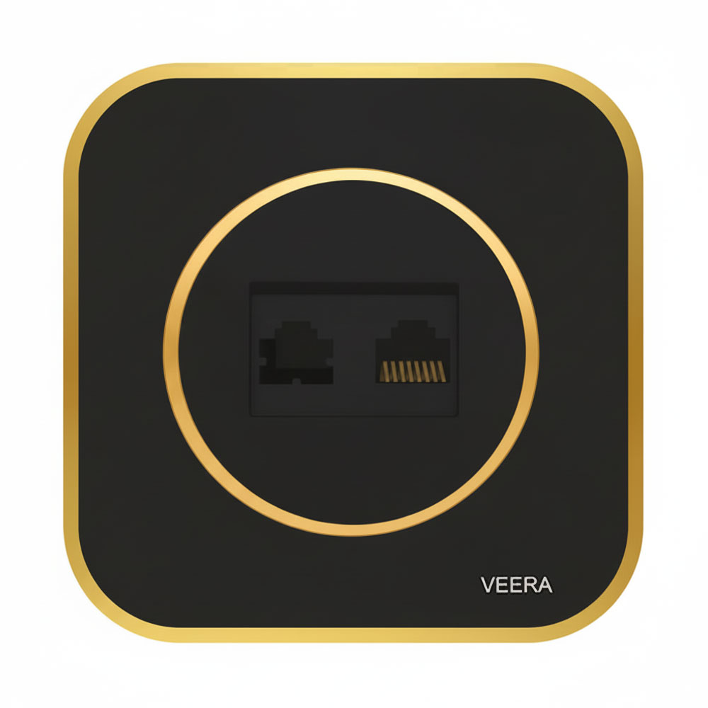 سوکت شبکه CAT6 تک پورت ویرا مدل آرک آلفا با قاب گلس