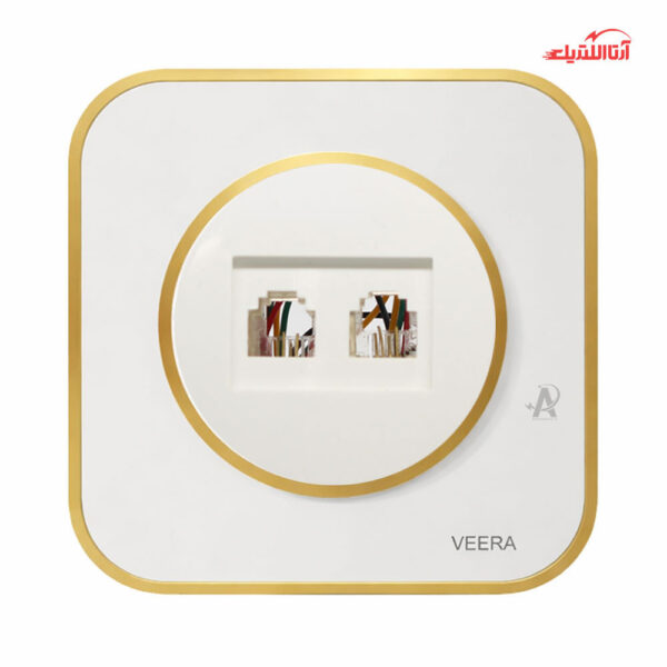 سوکت شبکه CAT6 دو پورت ویرا مدل آرک آلفا با قاب گلس