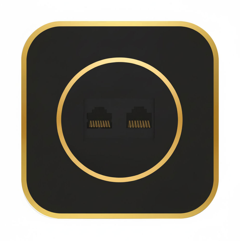 سوکت شبکه CAT6 دو پورت ویرا مدل آرک آلفا با قاب گلس