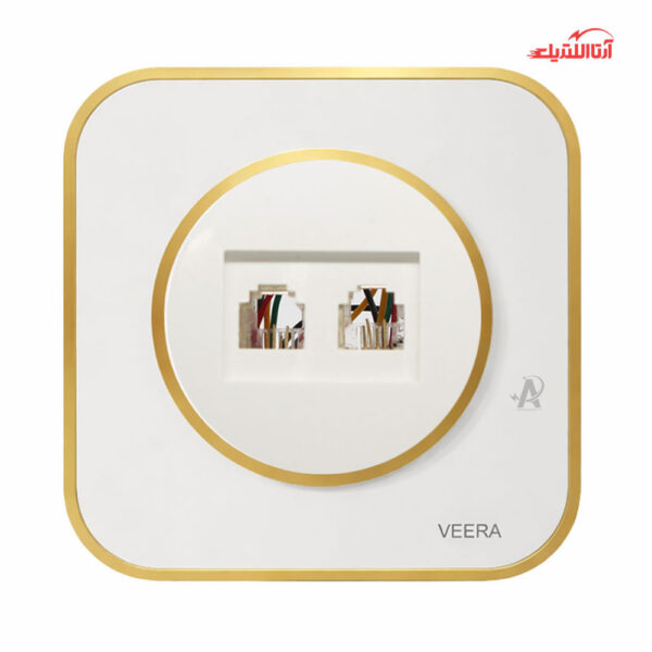 پریز تلفن دو سوکت ویرا مدل آرک آلفا با قاب گلس