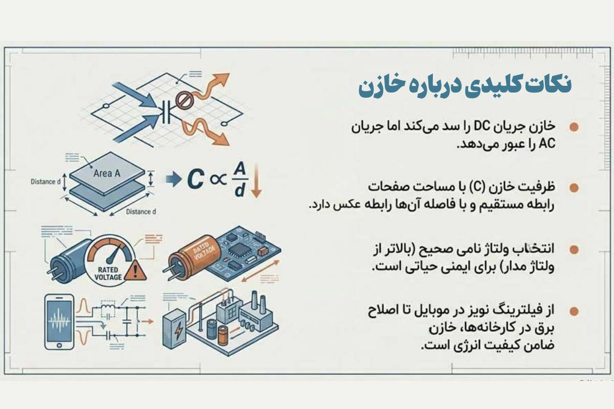 نکات کلیدی مهم درباره خازن