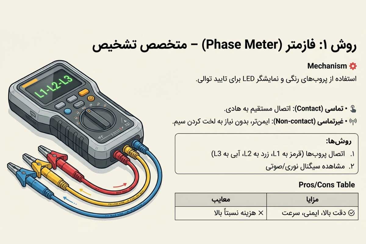 تشخیص برق سه فاز با فازمتر