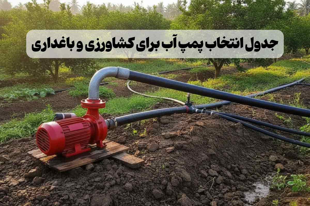 جدول انتخاب پمپ آب کشاورزی | راهنمای انتخاب پمپ آب برای باغ و کشاورزی