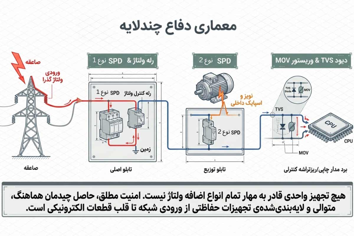 چیدمان تجهیزات محافظ از اضافه ولتاژ در مدار