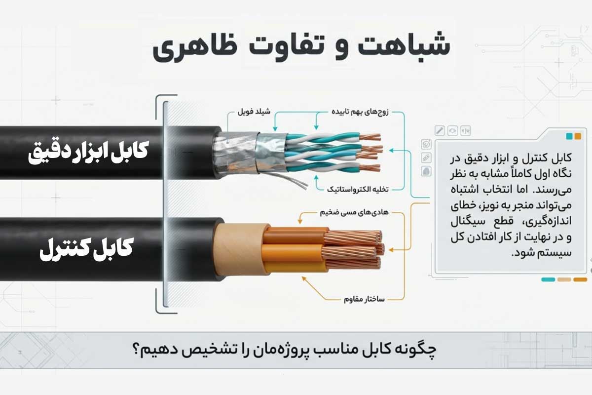 شباهت و تفاوت ظاهری کابل ابزار دقیق با کابل کنترل