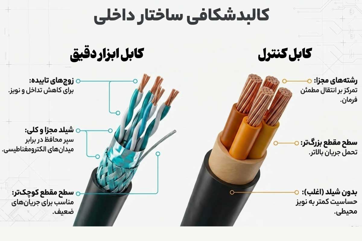 تفاوت ساختار داخلی کابل ابزار دقیق با کابل کنترل