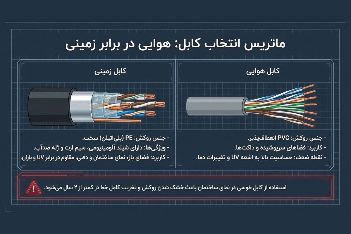 مقایسه کابل تلفن هوایی و زمینی
