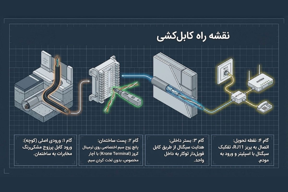 آموزش تصویری مراحل سیم کشی تلفن