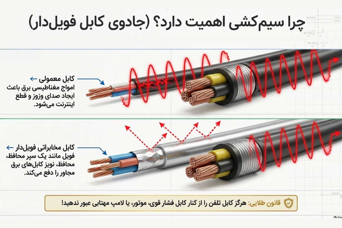 چگونه کابل مخابراتی فویل دار جلوی نویز خط را می‌گیرد؟