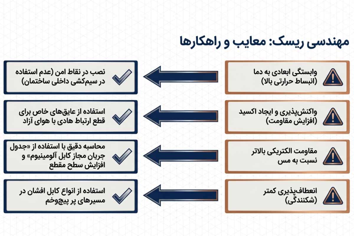 معایب کابل آلومینیوم
