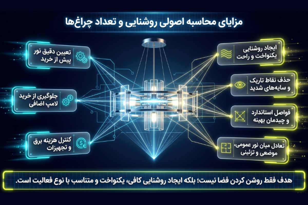 مزایای محاسبه اصولی تعداد لامپ برای روشنایی