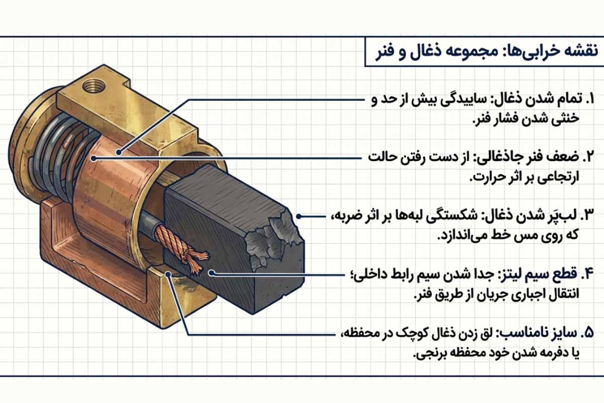 خرابی زغال، علت جرقه زدن دریل