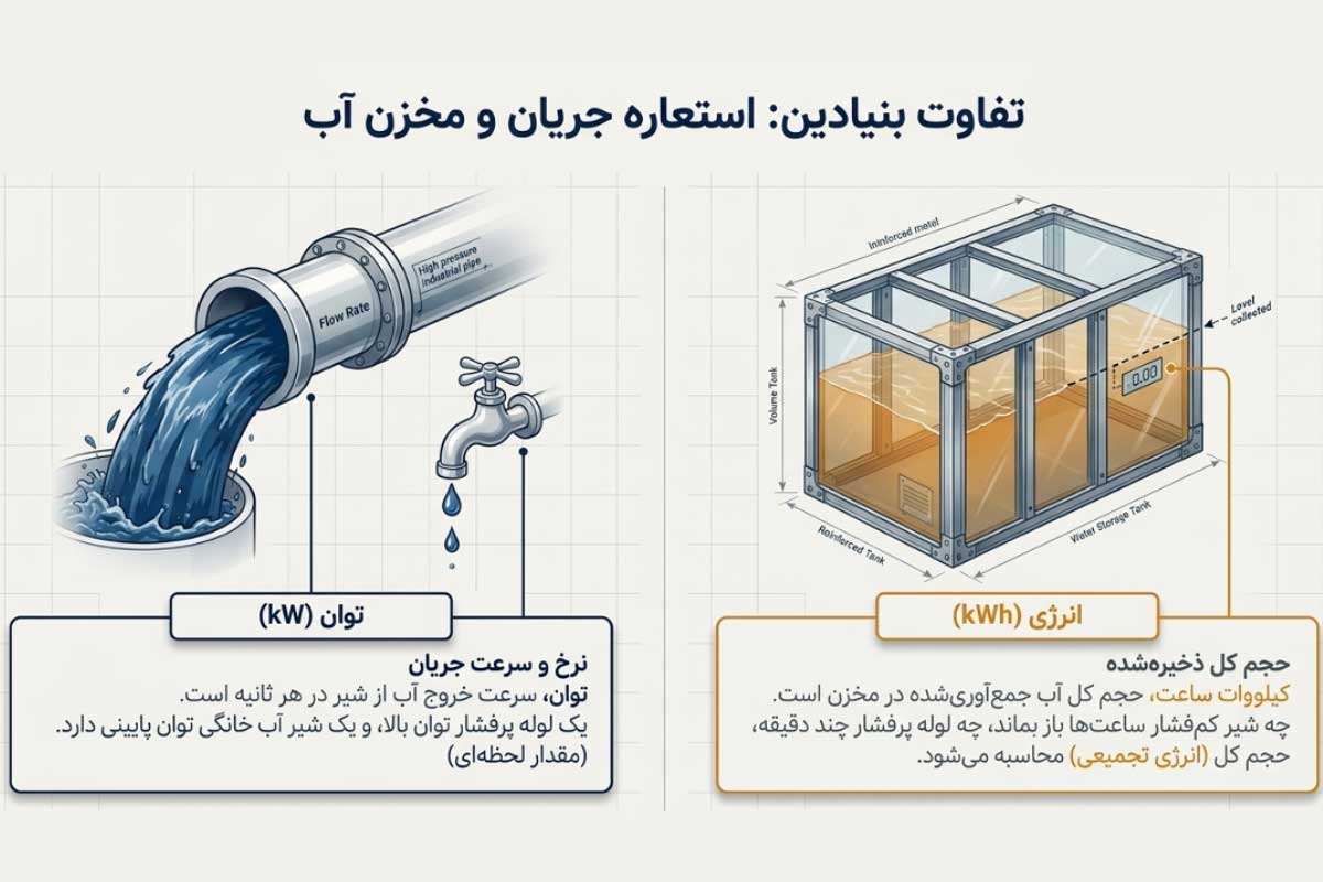 مثال درباره کیلووات ساعت و تفاوت آن با کیلووات