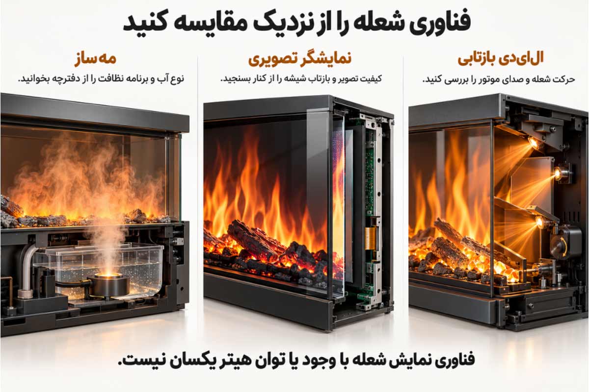 راهنمای انتخاب نمایش شعله در شومینه برقی