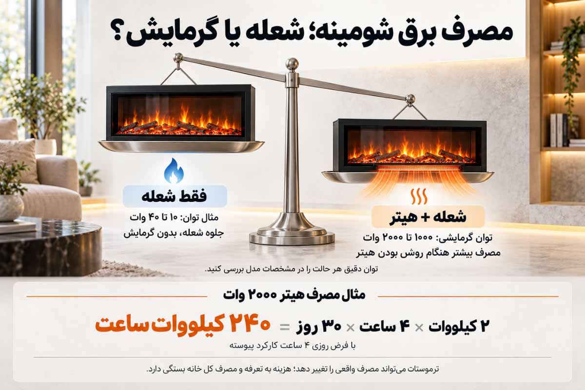 مصرف برق شومینه برقی چقدر است؟