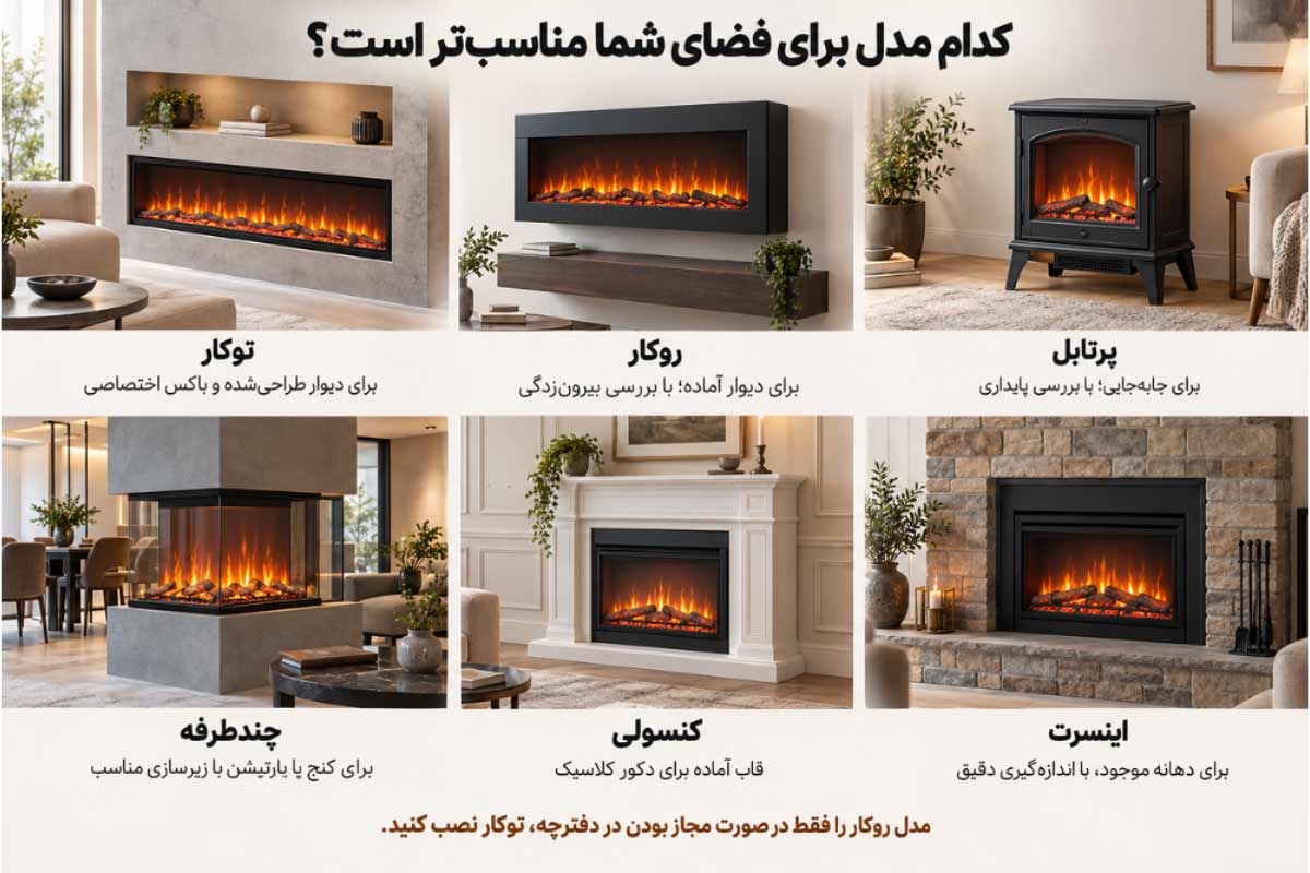 راهنمای انتخاب مدل مناسب شومینه برقی